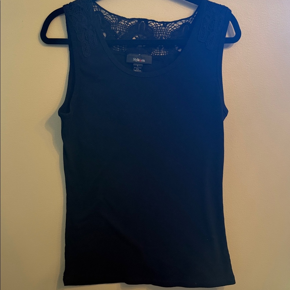 Style & Co. Black Lace-Back Tank Top